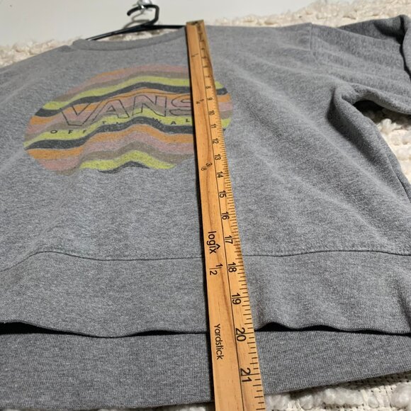 VANS WOMENS SMALL GRAY PULLOVER CREW NECK SWEATER COLORFUL LOGO SKATER - Picture 5 of 13
